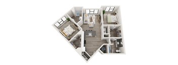 B3 2 Bed 2 Bath Floor Plan at Link Apartments® Montford, Charlotte, NC