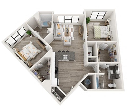 B3 2 Bed 2 Bath Floor Plan at Link Apartments® Montford, Charlotte, NC