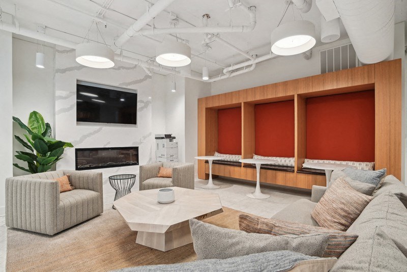 Living Area With TV at Link Apartments® Montford, North Carolina