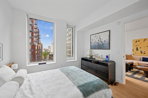 Bedroom With TV at Link Apartments® QPN, Long Island City