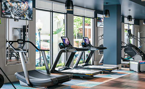 Spacious Fitness Facility with Cardio Equipment at Link Apartments 4th Street in Winston-Salem, North Carolina, 27101