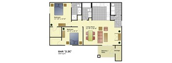 Unit 22C Floor Plan at Crescent Cove Apartments, Evans, 80620