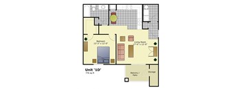 Unit-1D Floor Plan at Crescent Cove Apartments, Colorado, 80620