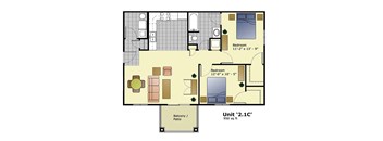 Unit-21C Floor Plan at Crescent Cove Apartments, Evans