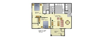 Unit 22F Floor Plan at Crescent Cove Apartments, Evans Colorado
