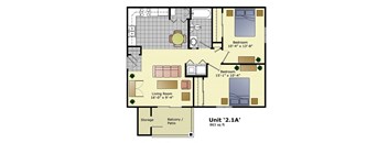 Unit-2A Floor Plan at Crescent Cove Apartments, Evans, CO 80620