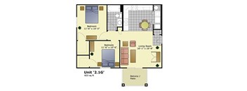 Unit-2G Floor Plan at Crescent Cove Apartments, Evans, 80620