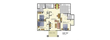 Unit-3C Floor Plan at Crescent Cove Apartments, Colorado