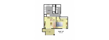 a floor plan of a home with a bedroom and a living room