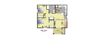 a floor plan of a home with bedrooms and a living room