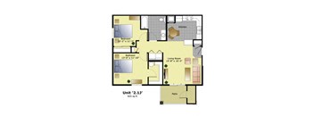 a floor plan of a home with bedrooms and a living room