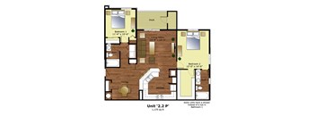 a floor plan of a bedroom apartment with a bathroom and a living room