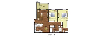 a floor plan of a bedroom apartment with a bathroom and a living room
