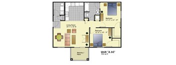 third level floor plan of a 3 bedroom unit with a bathroom and a living room