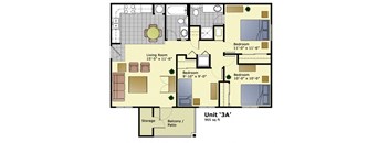 a floor plan of a house with bedrooms and baths and a garage