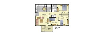 a floor plan of a home with bedrooms and a large living room