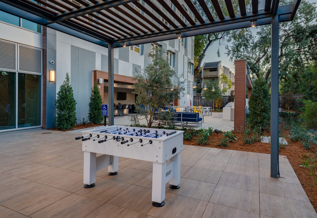 foosball table in the courtyard of Ladera