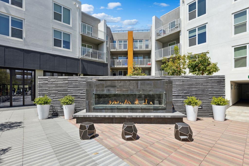 Outdoor firepit at The Platform Urban Apartments