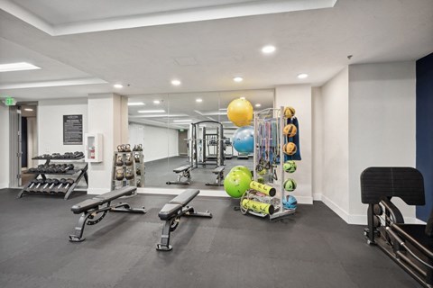 fitness center at Village on Main