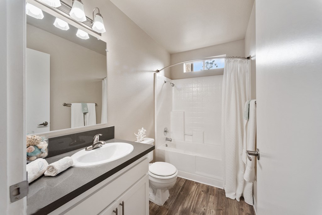 bright bathroom at Terrace Gardens Apartment Homes, Escondido