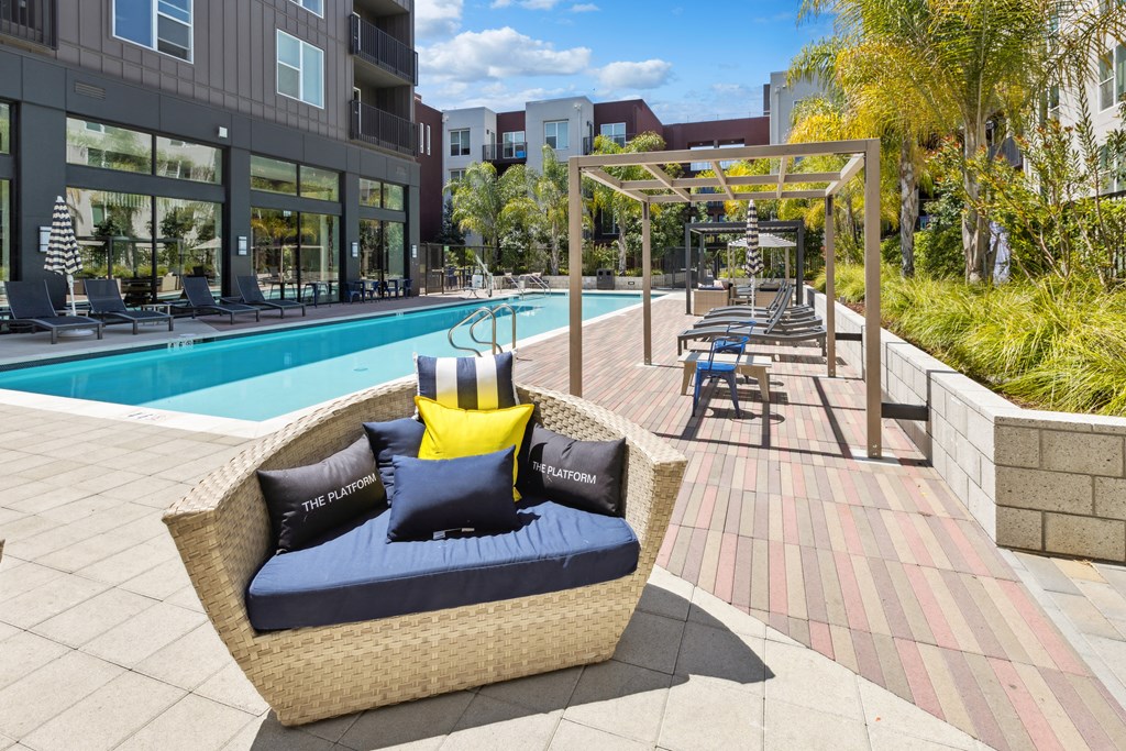Outdoor lounge area at The Platform Urban Apartments
