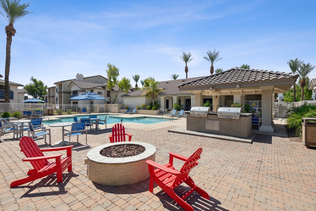 Pool fire pit at Garden Grove Apartments