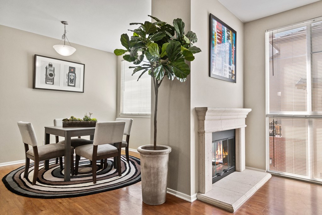 Living Room with Fireplace at Ontario Town Square Townhomes