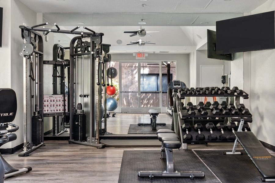 Fitness Center Strength and Conditioning Equipment at Del Norte Place Apartment Homes, California, 94530