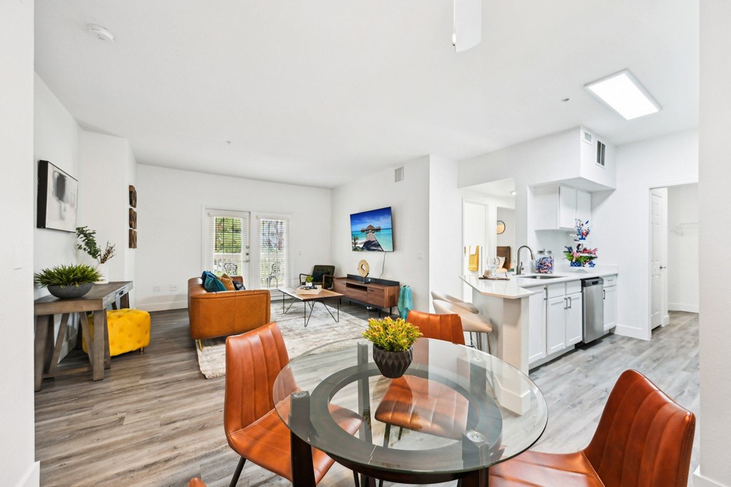 Dining room with modern circular table