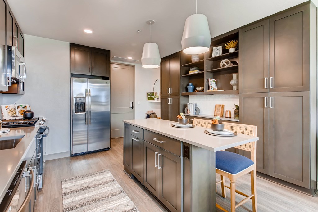 Furnished Island Kitchen at The Rylan Apartments