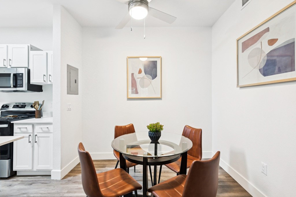 Dining room with modern circular table