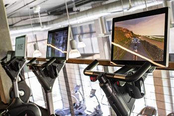 fitness center with stationary bikes