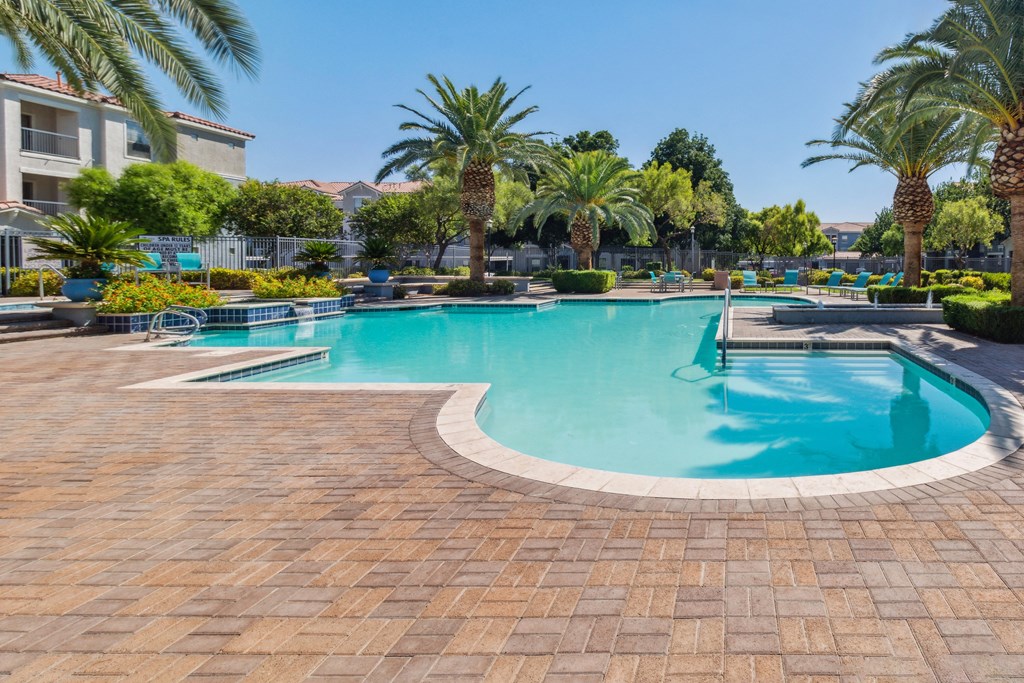 Pool area at Azure Apartment Homes