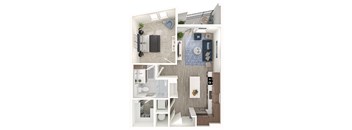 A series of images showing different layouts of a small apartment.