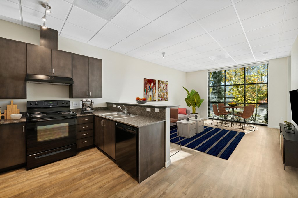 Open kitchen at Maddox Apartments