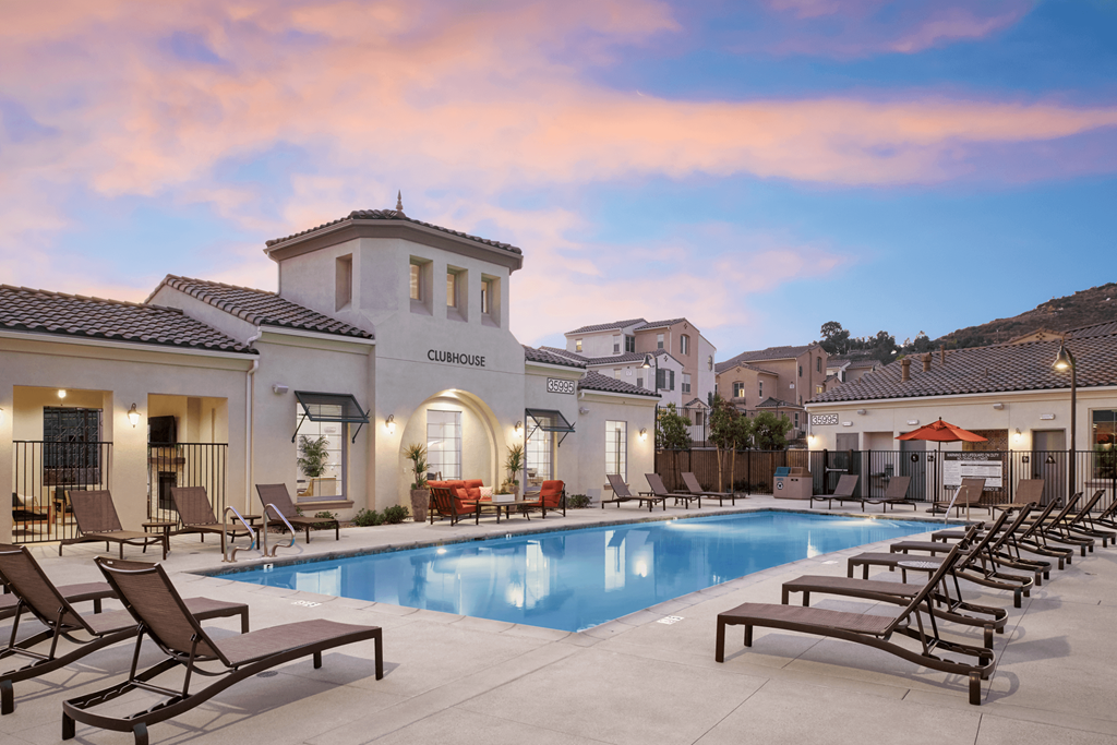 Relaxing Swimming Pool at Mitchell Place Apartments, CA