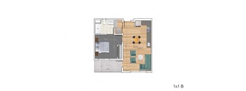 1 Bedroom BK Floor Plan at Block C, California