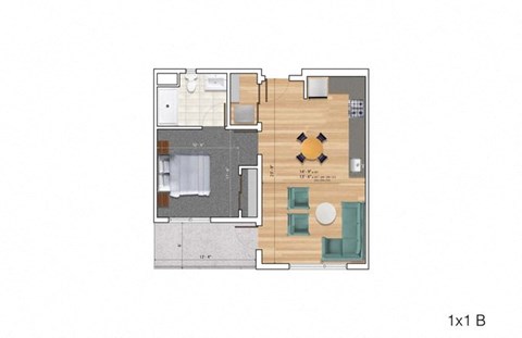 1 Bedroom BK Floor Plan at Block C, California