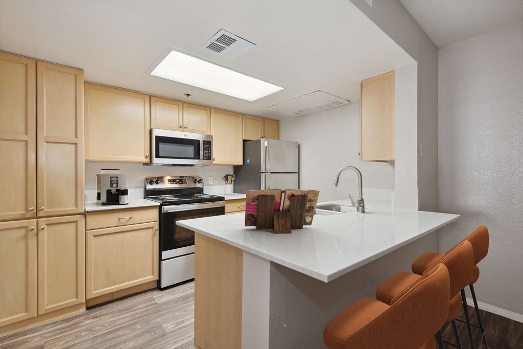 Kitchen island seating at Garden Grove Apartments