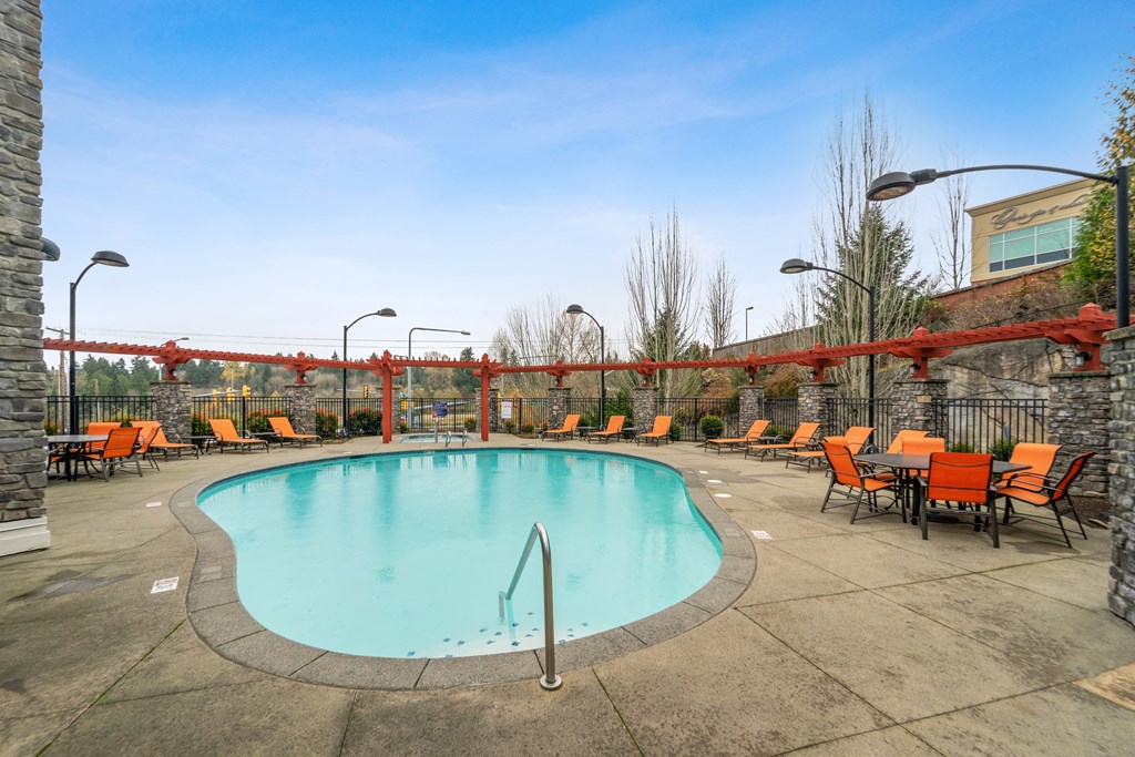 Pool area at Beaumont Apartments, 14001 NE 183rd Street, WA
