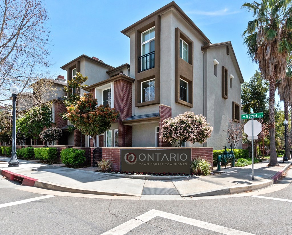 Exterior Views of Monument Sign at Ontario Town Square Townhomes