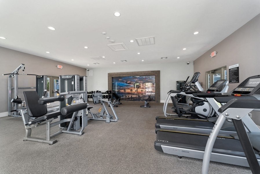 modern gym at Pointe Luxe Apartment Homes, San Diego, CA
