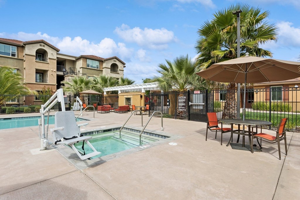 our apartments have a resort style pool and patio