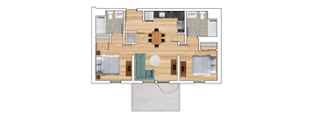 2 Bedroom B Floor Plan at Block C, San Marcos, CA