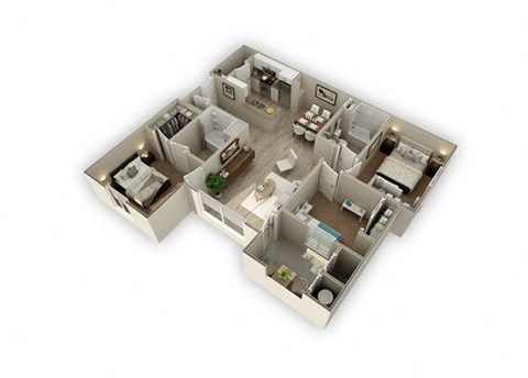 3x2 - Unit D2 - 1228 sq ft optimized at The Landing at College Square, Sacramento, CA