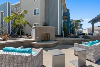 outdoor fireplace at Pointe Luxe Apartment Homes, San Diego, California