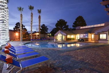 Glimmering Pool At Night, at The Bristol at Sunset, Nevada, 89014