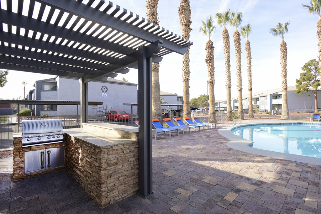 Pool Cabana & Outdoor Grilling Area at The Bristol at Sunset, Henderson, NV