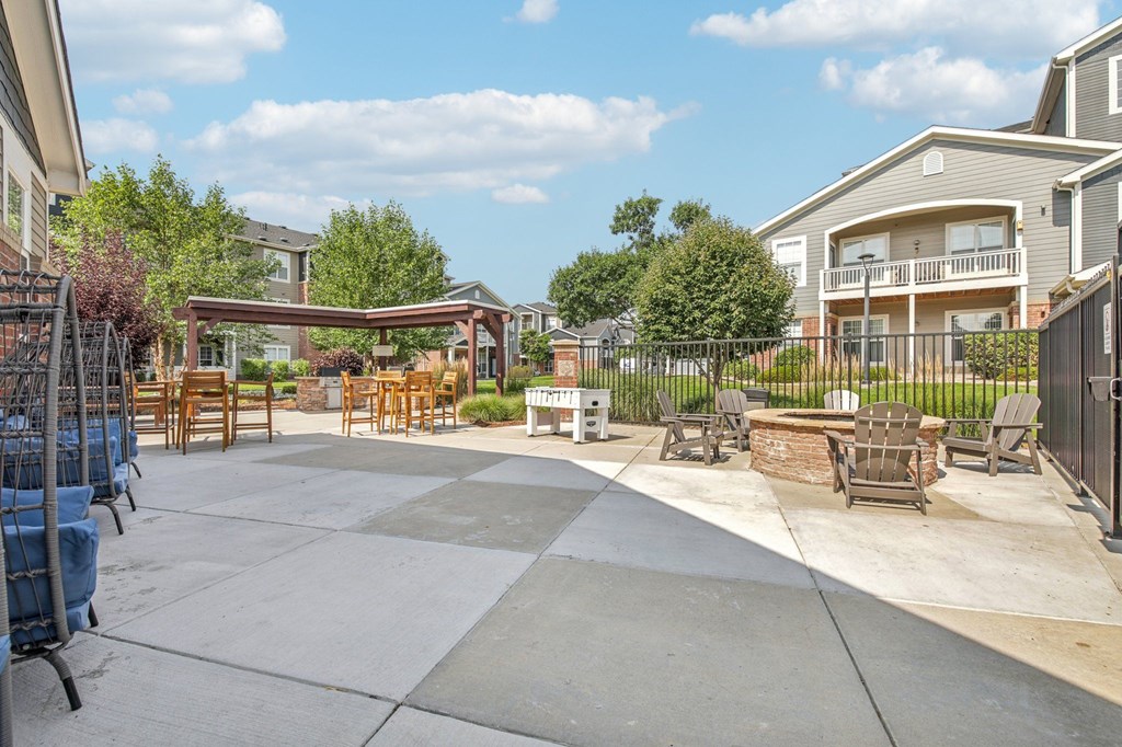 A sunny day at a residential outdoor patio area.