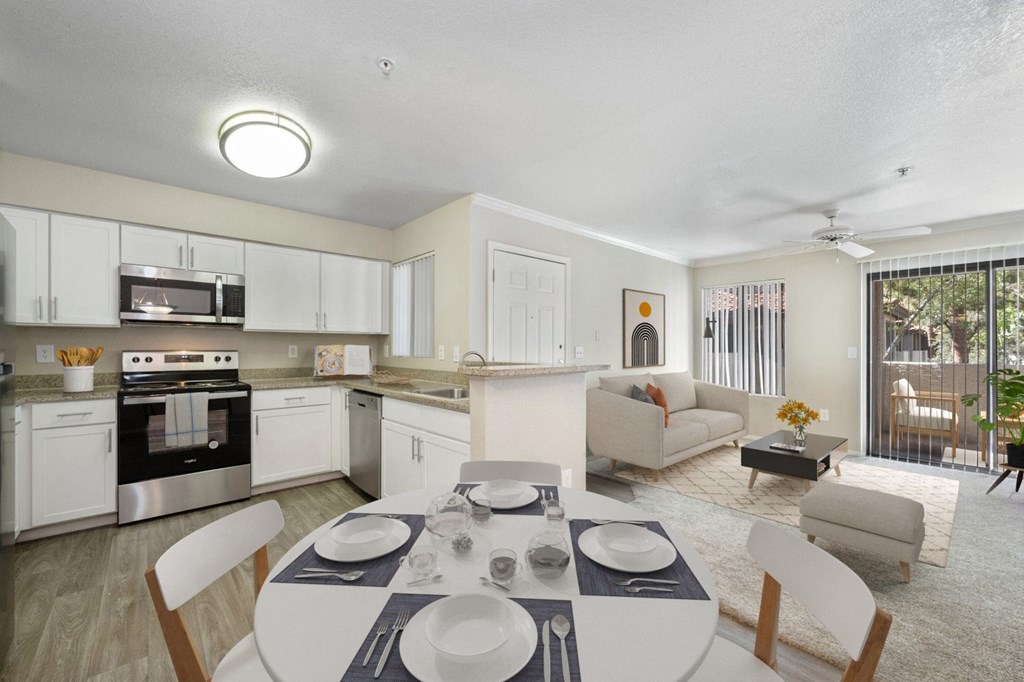 spacious dining area and living room